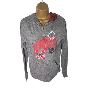 Pro Edge Nebraska Cornhuskers Full Zip Hoodie Huskers Graphic Gray M